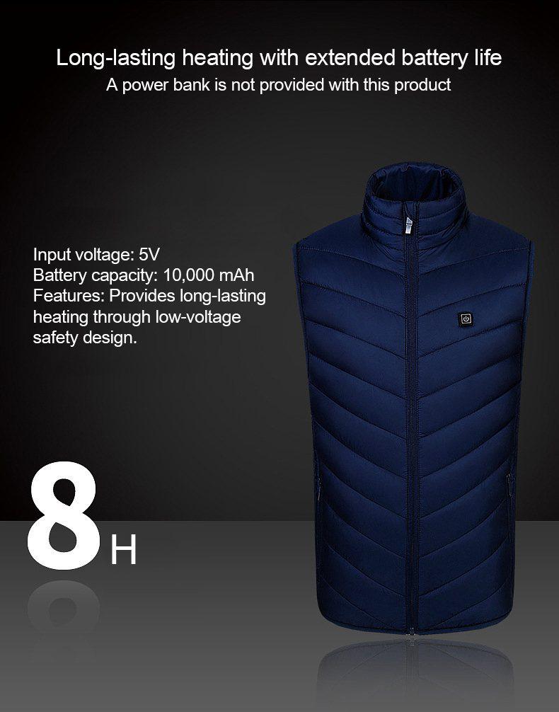 Unisex Plus Size Cotton Heated Vest with Rechargeable Smart Temperature Control