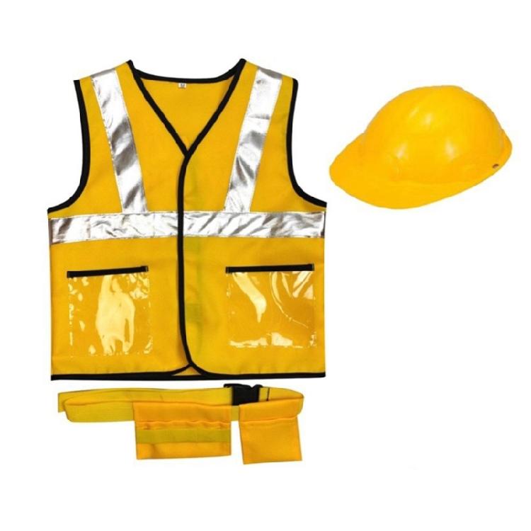 Construction Worker Costume Pretend Role Play Dress Up Toy Builder Career Outfit