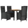 VidaXL Garden Dining Furniture and Cushions 5pcs Black Wicker 3185075