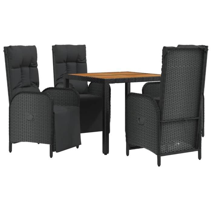 VidaXL Garden Dining Furniture and Cushions 5pcs Black Wicker 3185075
