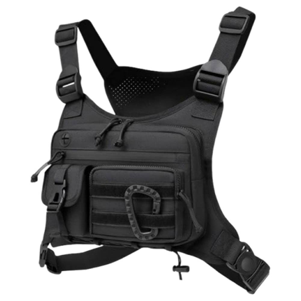 Tactical Sports Chest Bag Pouch Large Capacity Multifunctional Vest Backpack Adjustable Strap Chest Pack Rig for Outdoor Running