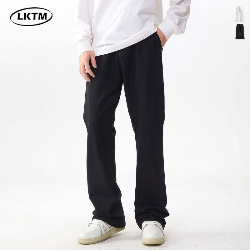 Mens Black Flared Denim Jeans Loose Fit Casual Streetwear Straight Leg Tapered