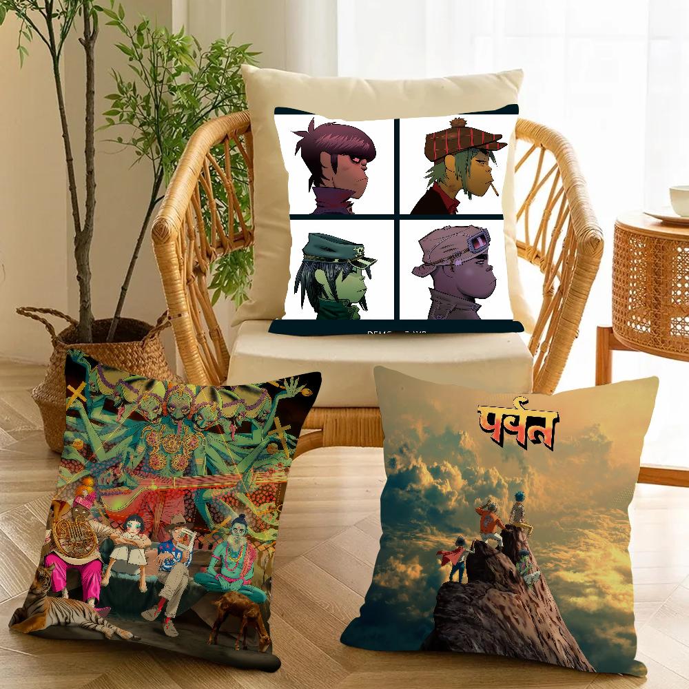 Band G-Gorillaz Plastic Beach Pillow Case Applicable Space For Guest Rooms Interiors Cars Office House Decoration