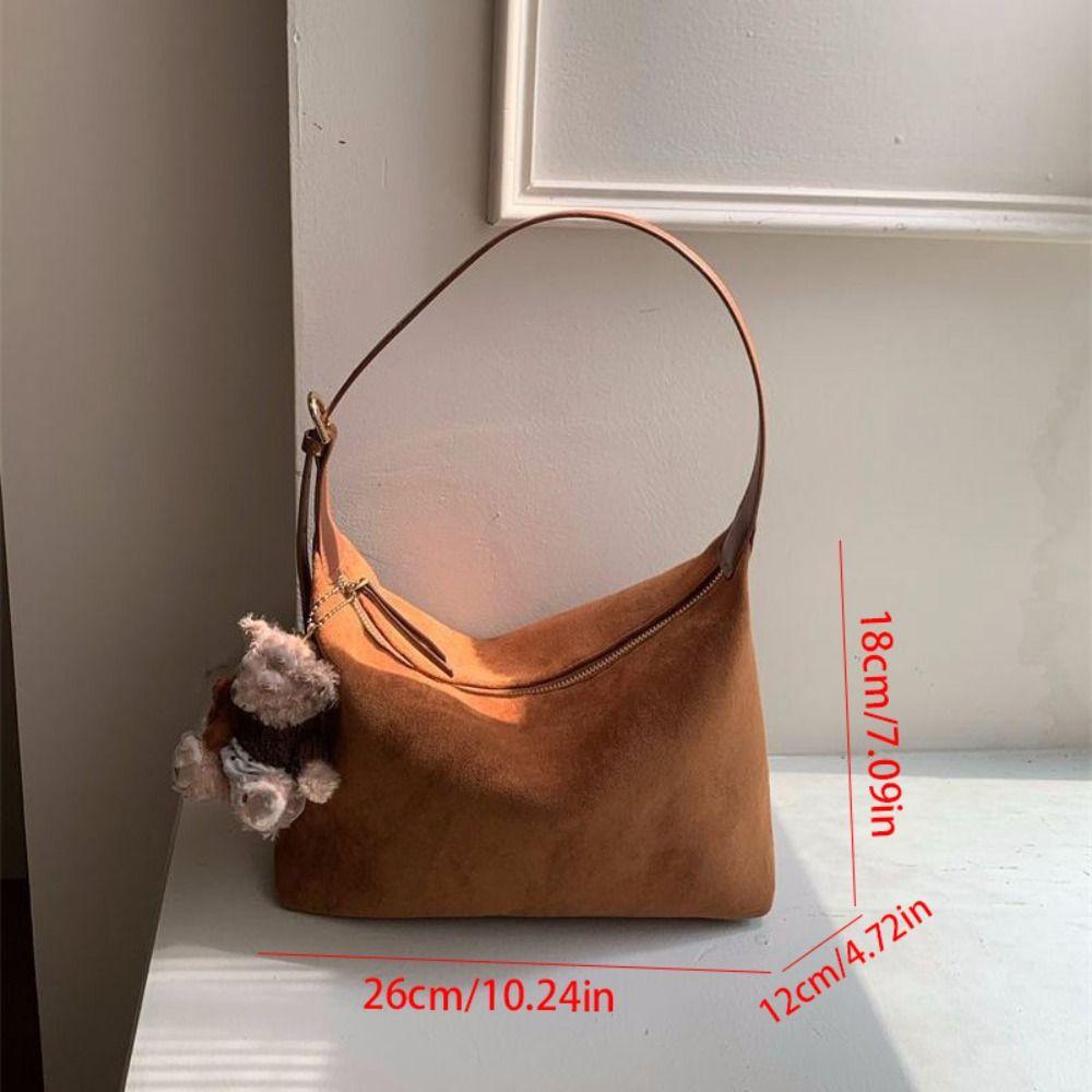 Wasserdichte Handtasche Wildleder Umhängetasche Große Kapazität Modische Damen Crossbody Tasche Koreanischer Stil Unifarbene Tragetasche Streetwear
