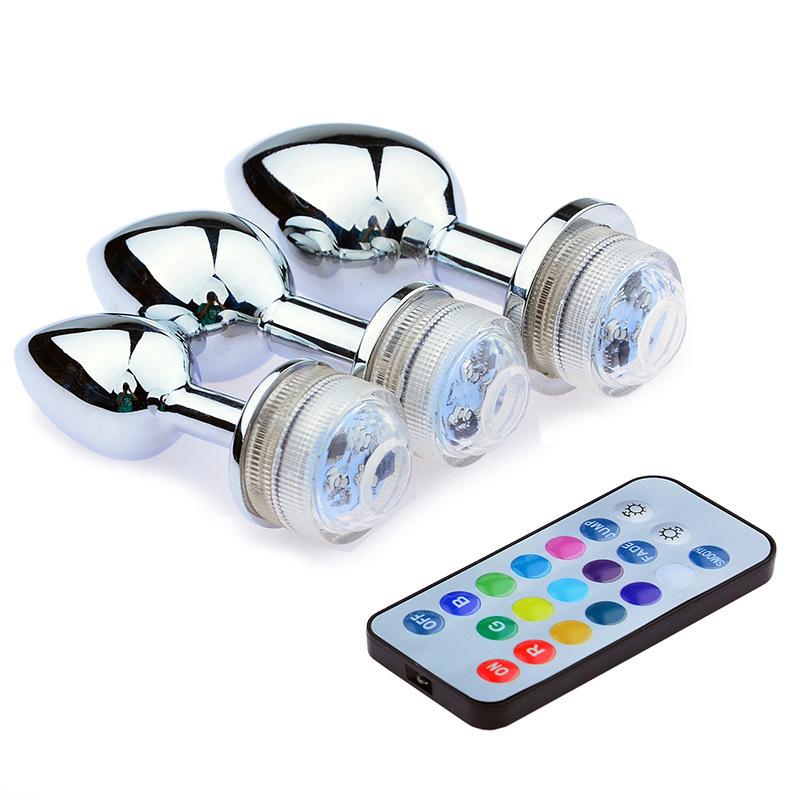Colorful Anal Plug Led Glowing Butt Plug Vagina Massage Luminous Anal Tail Stainless Steel Butt Dilator Anus Sex Toys For Women