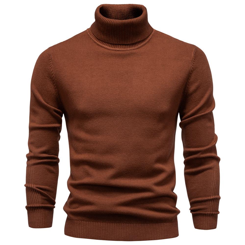 Winter Men Turtleneck Sweater Casual Solid Color Warm Pullover High Quality Slim High Neck Long Sleeve Sweater Men