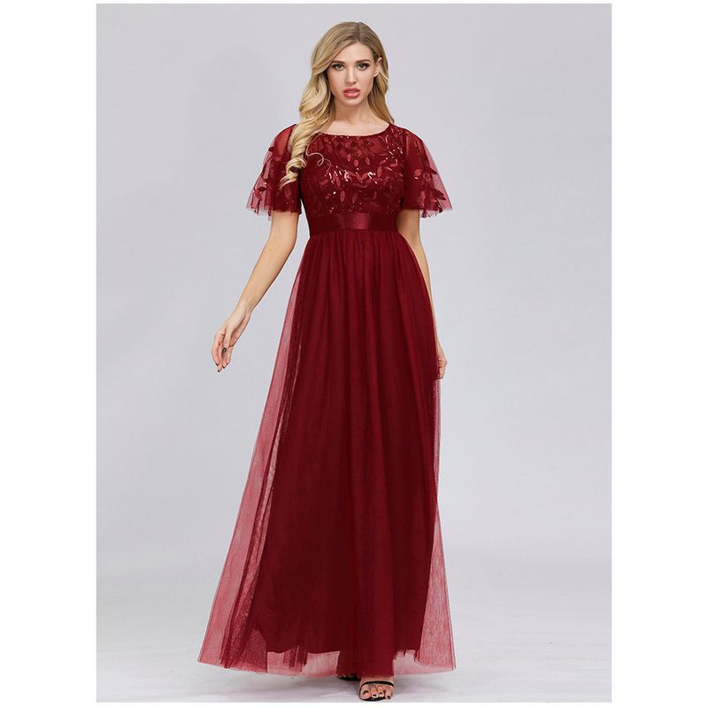 

Evening Dress Wedding Party Long Dresses European and American Style Plus Size Long Dresses Burgundy S