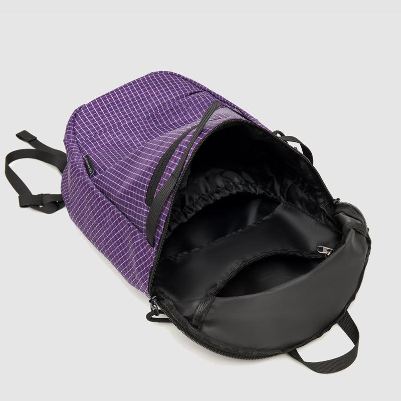 Leichter Rucksack mit Gittermuster für Damen und Herren mit mehreren Fächern – kompakter Alltagsrucksack für Schule und Stadtverkehr