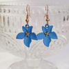 Trendy Blue Flower Ear Hooks: Japanese & Korean Simple Design Niche Fashion Earrings