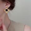 Retro French Luxe Matte Four-Leaf Flower Hollow Design Earrings for Women