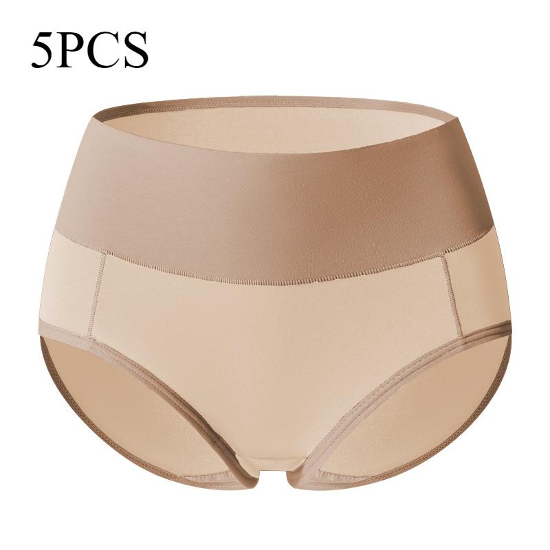 High Waisted Women's Underwear Hip Lifting Plus Size Pure Cotton Belly Cinching Seamless Triangle Panties