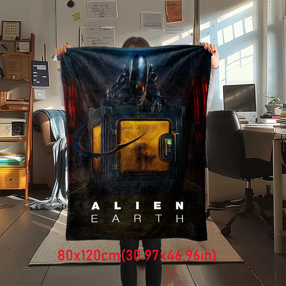 1Pc ALIEN EARTH Print Flannel Blanket, High quality Digital Printing, Comfortable for All Seasons, Home DecorGifts821020