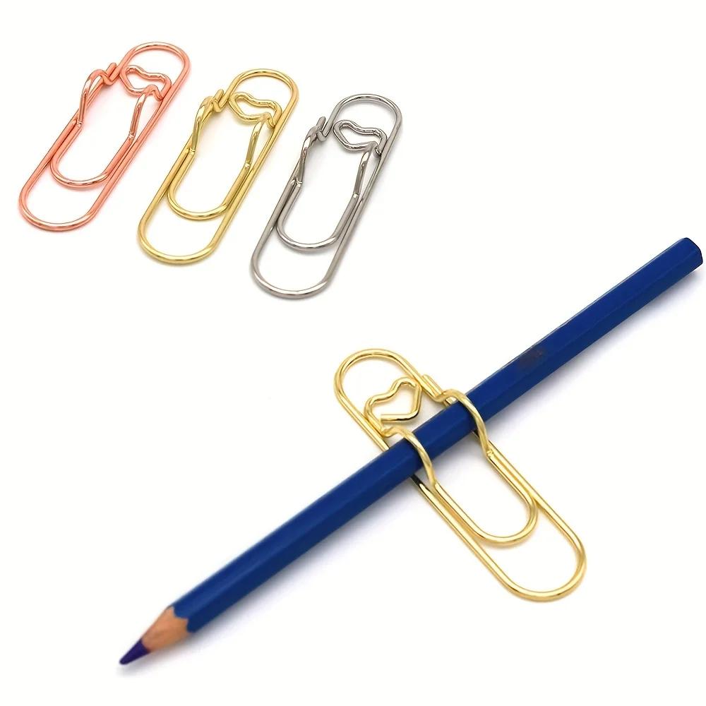 3 Pcs Multifunctional Pen Clip Pen Hanging Love Paper Clip Pen Button School Office Learning Supplies Stationery