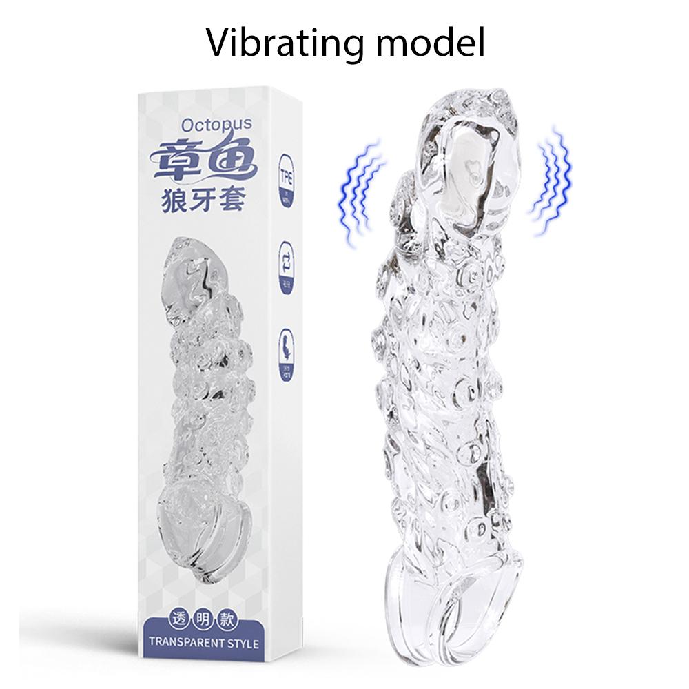 Penis Vibrator For Men Penis Enlargement Sleeve Delay Ejaculation Cock Ring Reusable Condom Penis Extender Adult Sex Toy For Men