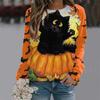 Women's T-shirt Casual Long Sleeve Tops Animal Cat Graphic Tees Shirt Blouse O-neck Fall Winter Streetwear Style Pullover