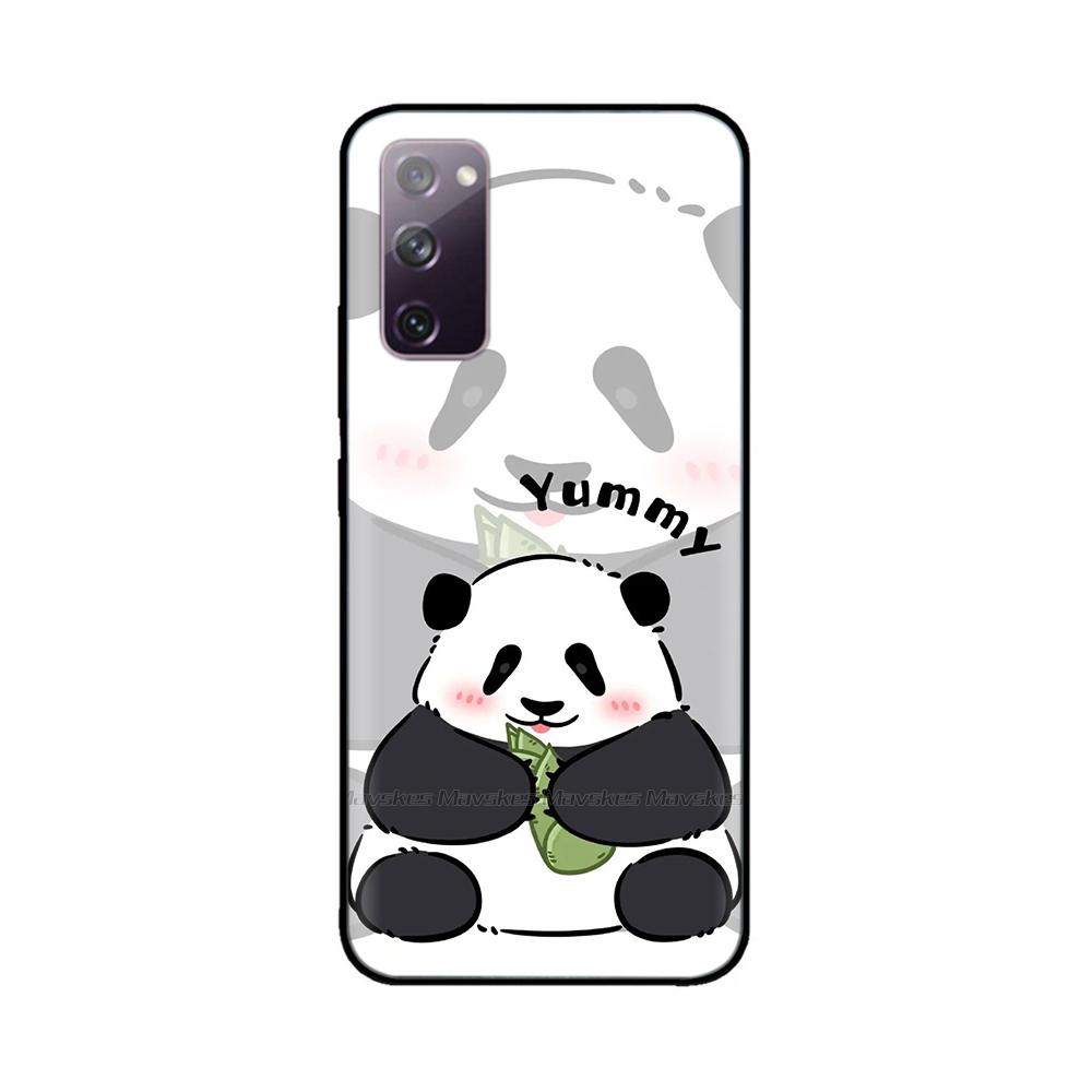 For Samsung Galaxy S20 FE Phone Case Cute Panda Funda Back Cover For Samsung S20 Ultra S20+ Liquid Silicone Protective Bumper