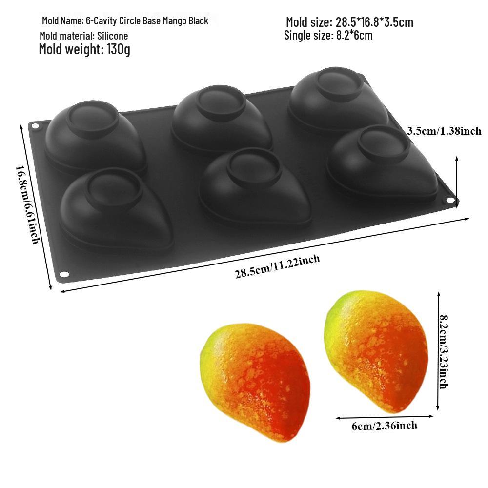 3D Fruchtmousse Silikon Kuchenformen: Birne, Apfel, Ananas, Pfirsich, Durian, Himbeere.