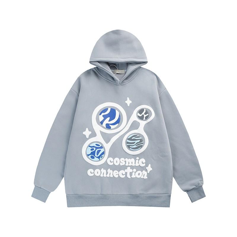 American Streetwear Graffiti Print Hoodie Loose Fit Couple Winter Sweatshirt