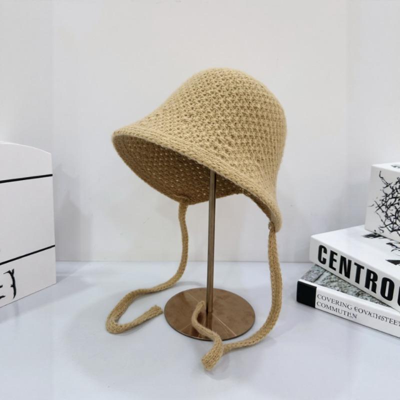 25 early autumn new fashion after women's tether with knitted breathable bucket hat sunscreen sunshade bucket hat tide