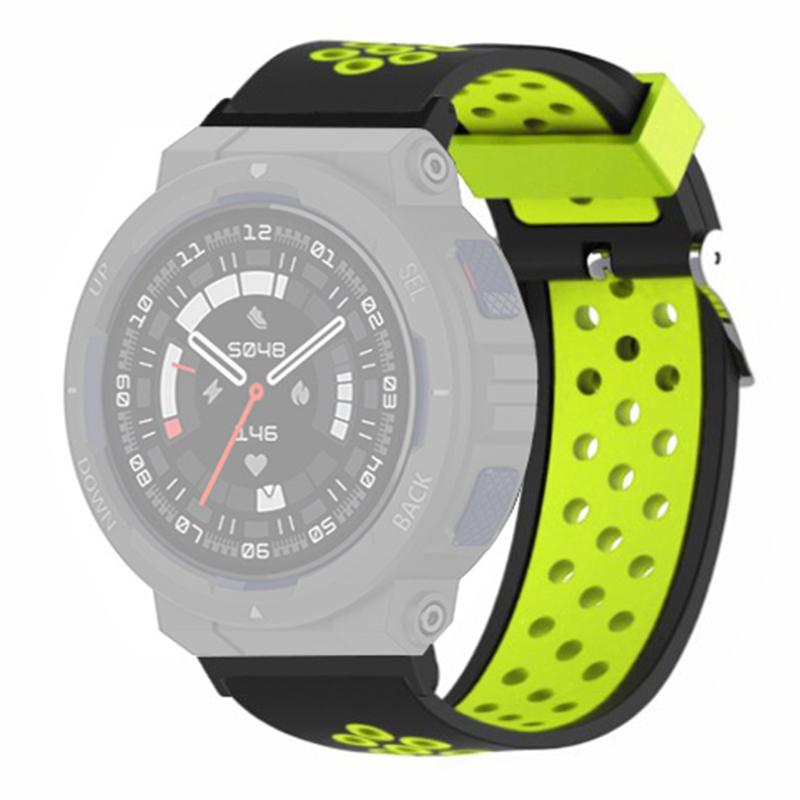 

For Huami Amazfit Active Edge A2212 Watch Band Dual Color Silicone Wrist Strap Black Green