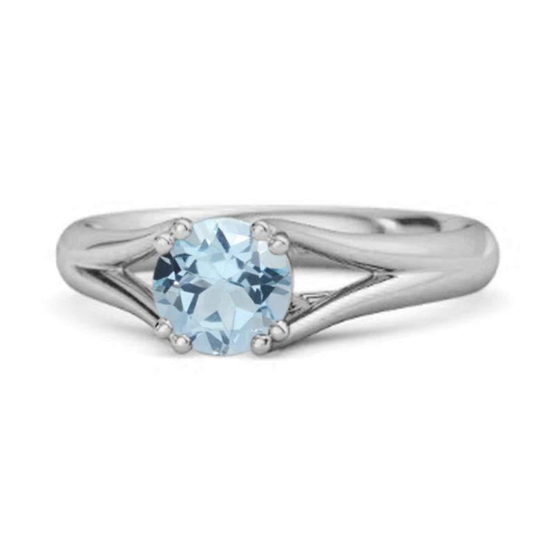 

Blue Topaz Elegant Bypass Solitaire Ring - Sterling Silver 7 біле золото кольору