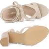 Allegra K Women's Lace-Up Sandals, Open Toe, Crisscross, Chunky Heel, Beige, Size 25.5cm