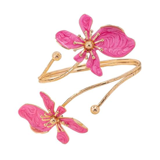 Blumen Armband Armmanschette Damen Oberarmmanschette Verstellbares Offenes Armreif Armband Handgelenk Schmuck für Party Hochzeit Urlaub