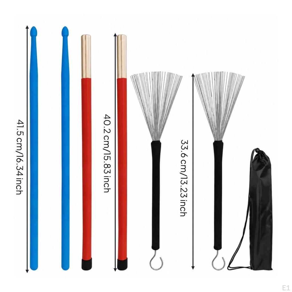 Drum Accessory Bundle with Storage Bag Sticks Mallets Brushes Set Mixed Material