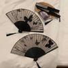Wooden Handle Hand Fold Fan Chinese Style Classical Dance Fan Decorative Fan  Dance Props