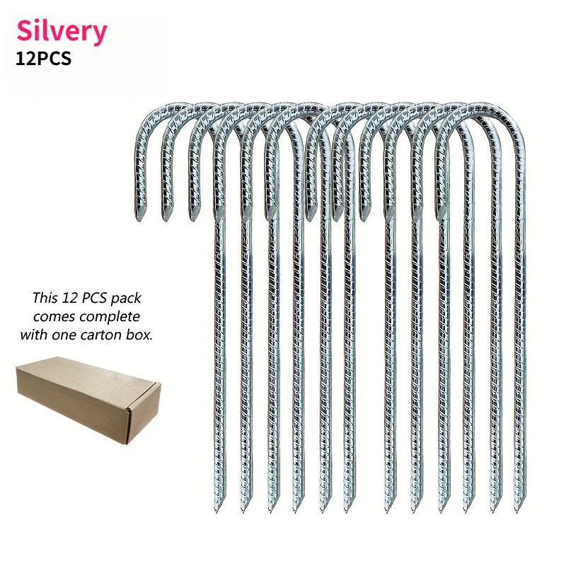 

12pcs 30cm Rebar Stakes Heavy-Duty J Trampoline Ground Stakes Metal Landscape Spikes Ground Anchors Plant Support Garden Stakes