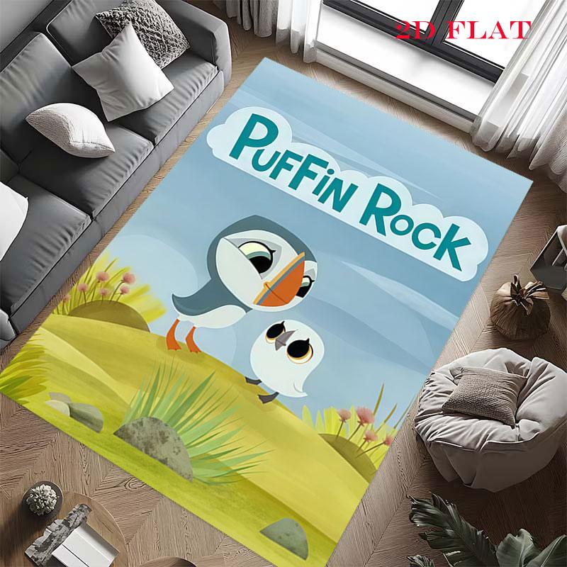 Puffin Rock poster Carpet Rug for Living Room Bedroom Home Sofa Decoration,Kids play Nonslip Floor Mat