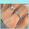Bague Géométrique Cuivre Ajustable Visage Souriant d'Inspiration Vintage Pour Femmes Design Élégant et Unique