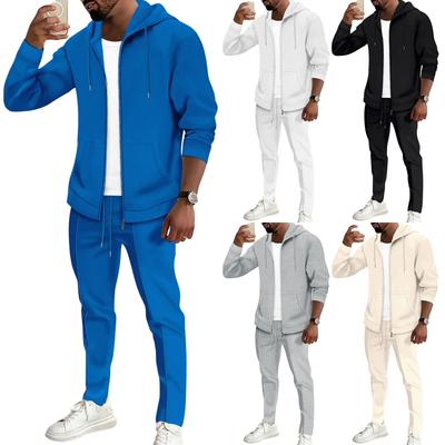 Men  Leisure  Splicing  Knitting  Zipper  Cardigan  Sweater  Set