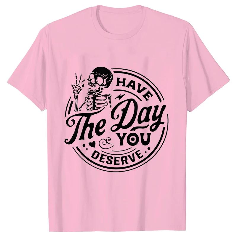 Fashion skull print pattern short sleeved round neck casual versatile trendy Womens Tshirt S