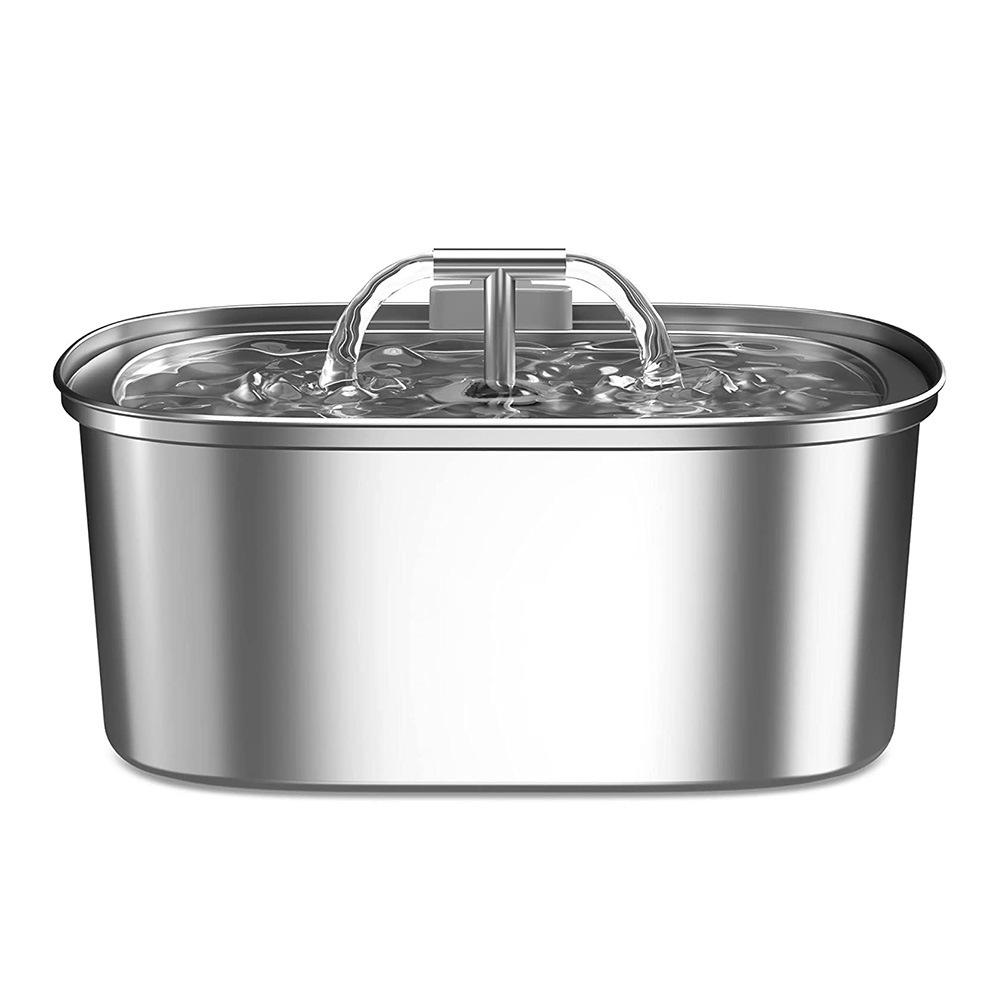 

3.2L Oval Stainless Steel Pet Water Fountain with Automatic Circulation and Filter for Cats and Dogs USB Only