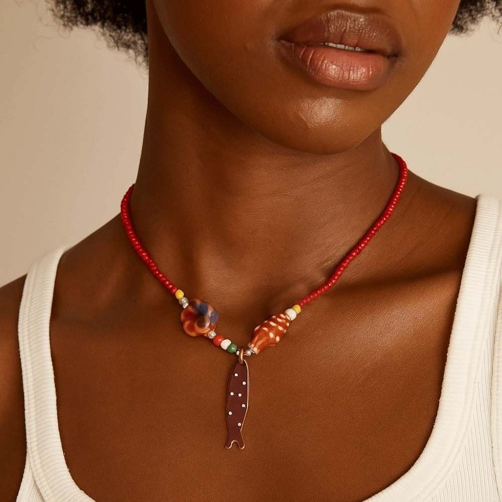 Ethnic Style Conch Fish Pendant Necklace Flower Ocean Series Necklace Nylon Rope Necklace  Women