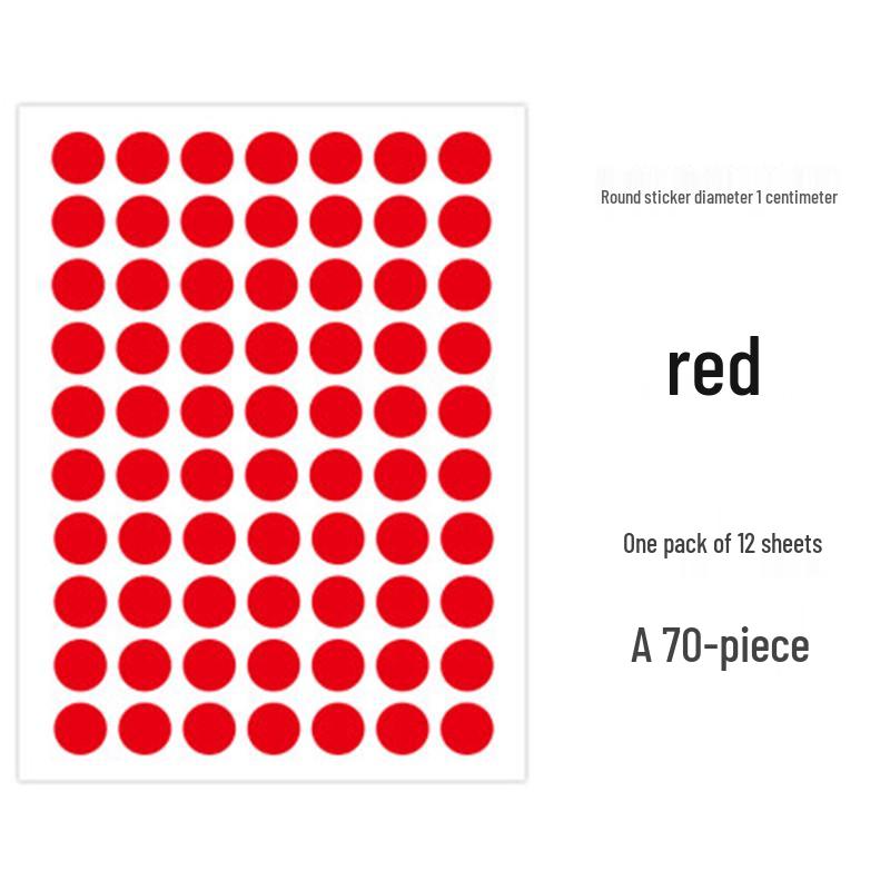 Colorful Round Dot Self-Adhesive Label Stickers: Red, Yellow, Blue, Green, White - Blank Paper for Marking