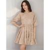 Women's Crew Neck Half Sleeve Mini Dress Loose Fit Sparkly Sequin Layered Party Short Dress