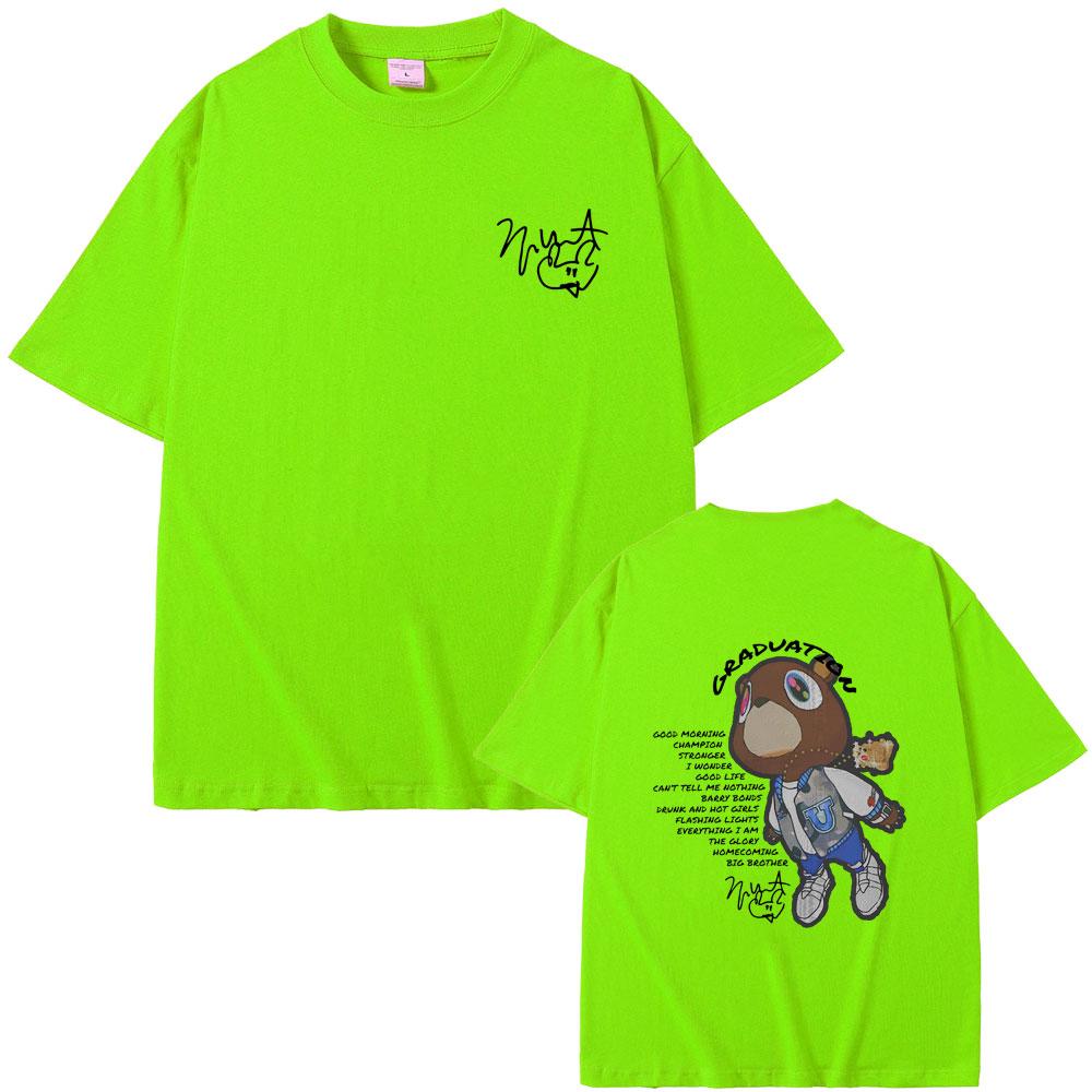 

Футболка с двухсторонним графическим принтом Kanye West Graduation, унисекс, унисекс, хип-хоп, оверсайз, с круглым вырезом, мужская, черные футболки Kanye 3XL