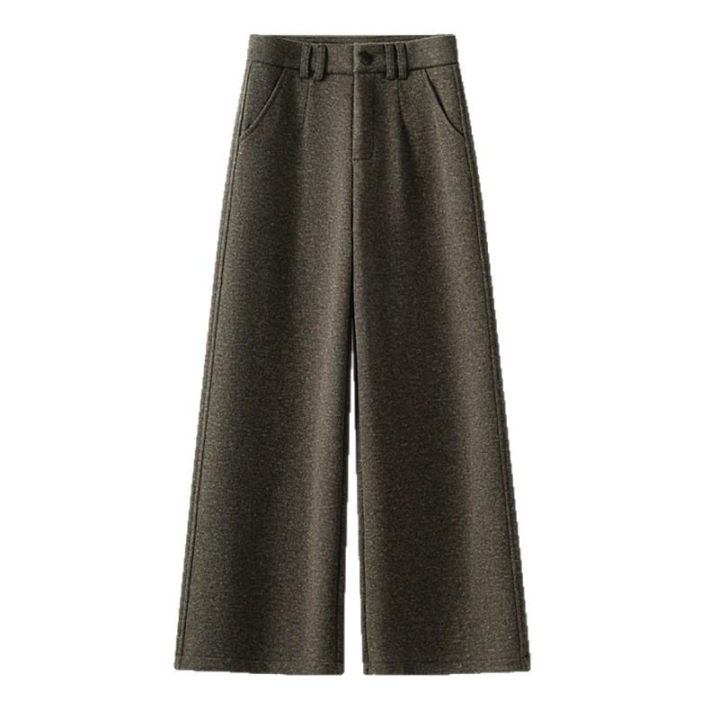 2026 Spring/Fall Women's High-Waisted Wool Wide-Leg Cropped Pants Nine-Tenths Length