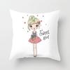 Kreslený povlak na polštář Dekorativní povlak na polštář Pink Girl Princess Vzor Domácí pohovka Dětský pokoj Dekorativní povlak na polštář