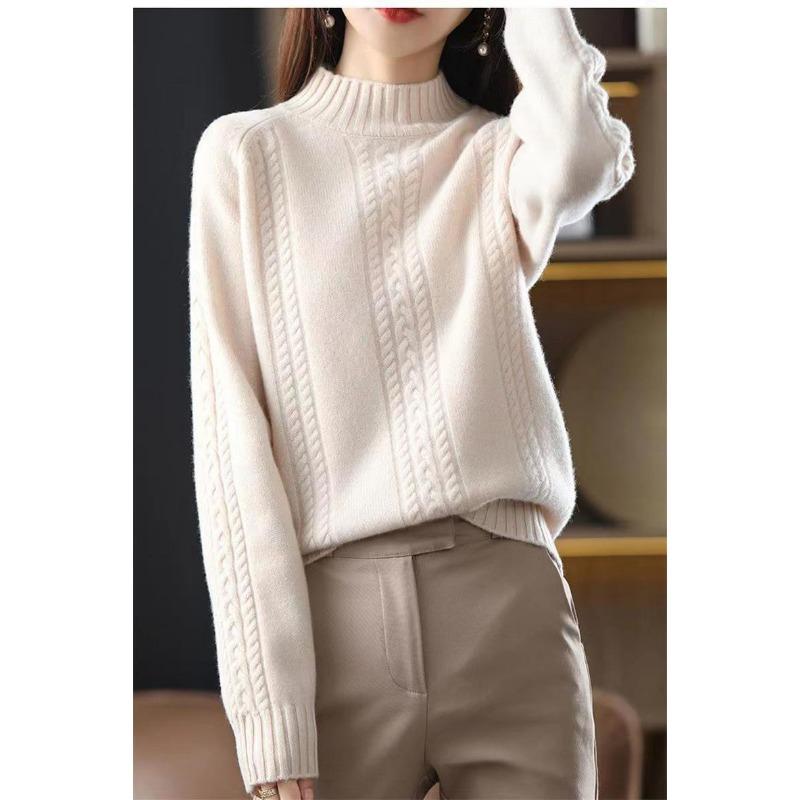 

Однотонная простая модная универсальная вязаная базовая рубашка женская осенне-зимняя новинка полуводолазка пуловер свитер с толстым верхом one size fits all белый