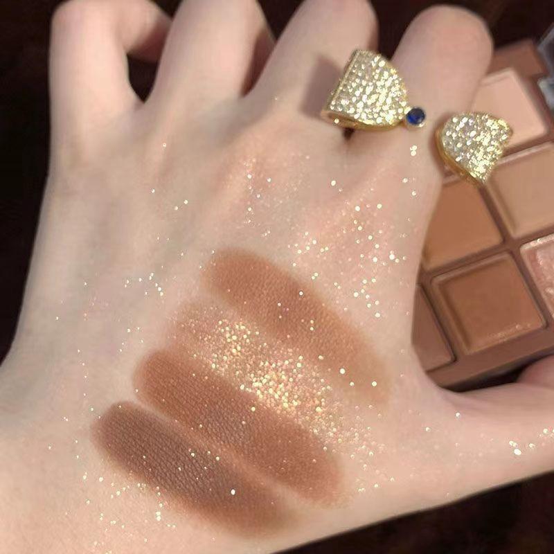 Nine-color Mocha Chocolate Eyeshadow Nine Palace of Milk Tea Orange Brown Beginner Pearl Matte Large Floor Color Makeup Palette Eyeshadow Palette
