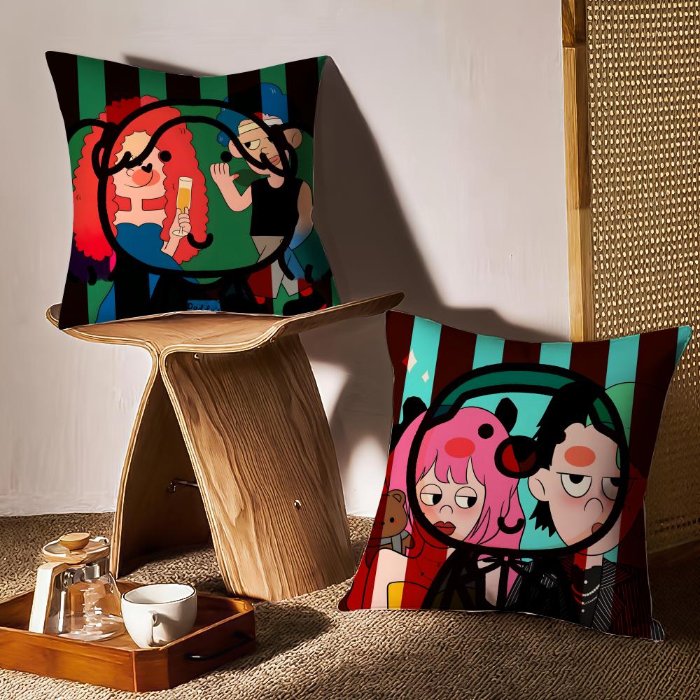 Cute Cartoon Couple Home Decor Pillow Case Sofa Living Room Bedroom Headboard Backrest Cushion Square Cushion