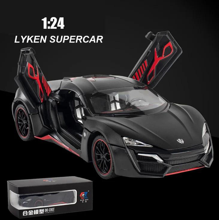 1:24 LYKAN Hypersport Diecasts & Toy Vehicles Metal Car Model Sound Light Collection Car Toys For Children Christmas Gift