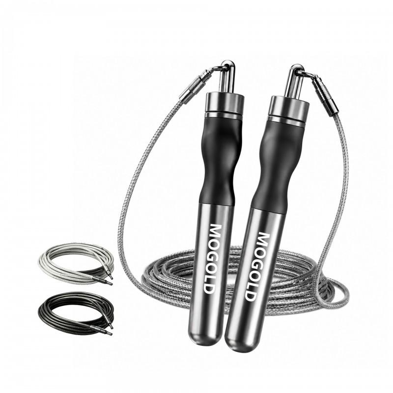 Professional Speed Jump Rope With Quick-Release Buckle Replaceable 3mm/5mm Steel Cable Silicone-Aluminum Handle Fitness