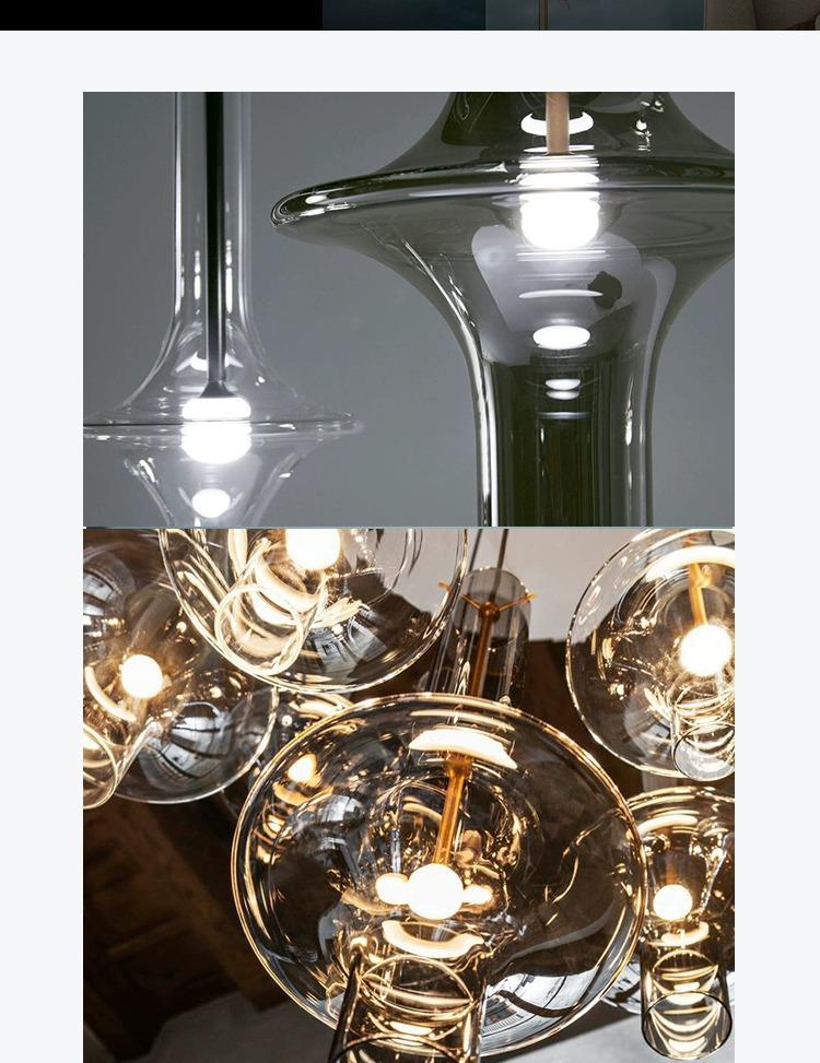 Italian PENTA Designer Pendant Light for Dining and Bars - Art Glass and Bamboo