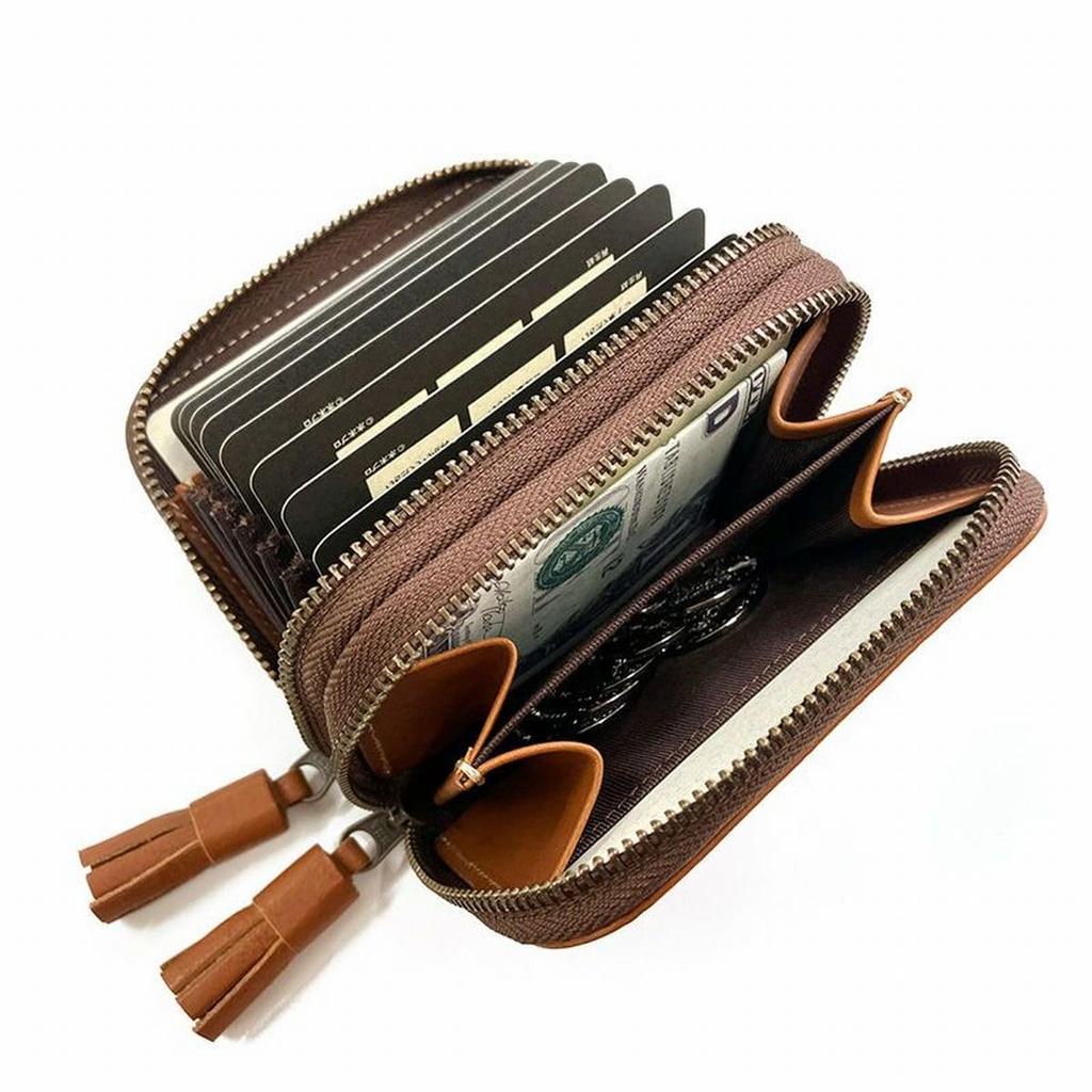 [WACHIFIELD] Dayan the Cat, Easy To Use, Double-Sided Card and Coin Purse, Genuine Leather, Double Coin Purse, Czech Step