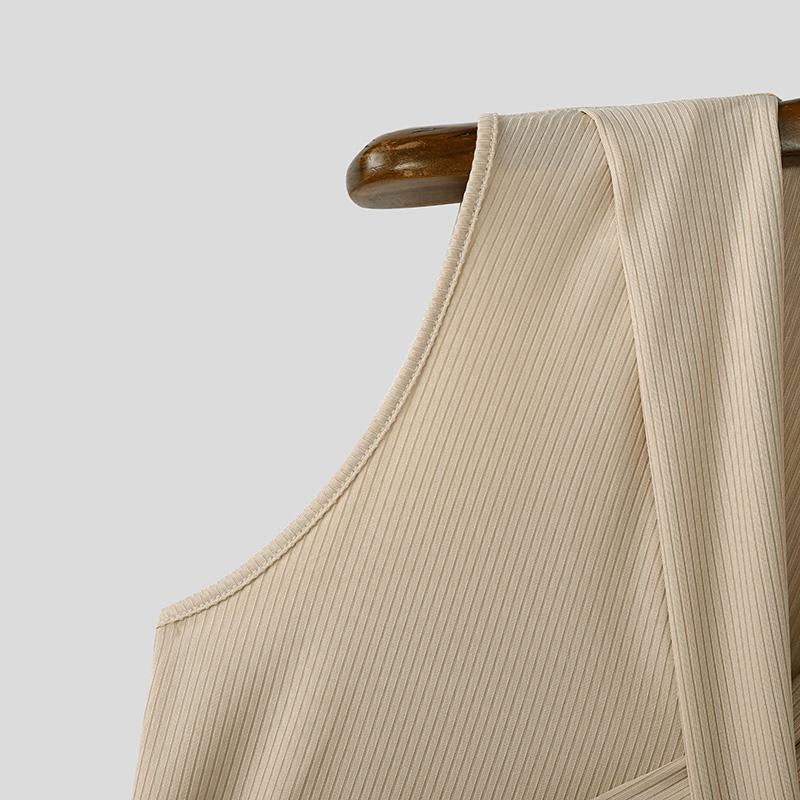 INCERUN Men Summer Sleeveless Front Cross Knitted Tank Tops Casual Fitted Vest