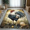 Vintage Rooster Art Crystal Velvet Rug Rustic Farmhouse Decor Living Room Floor Mat Antique Style Animal Print Home Decoration